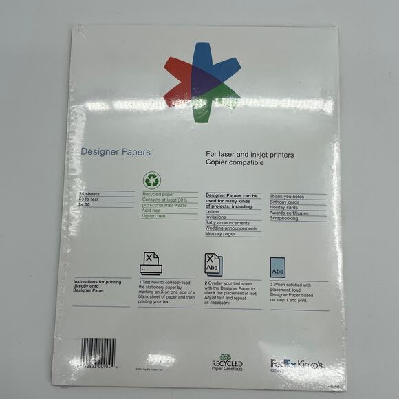 KINKO's Stationery Painted Hearts 25 Sheet Pack (Pack of 3 - 75 Sheets Total) - Picture 2 of 2